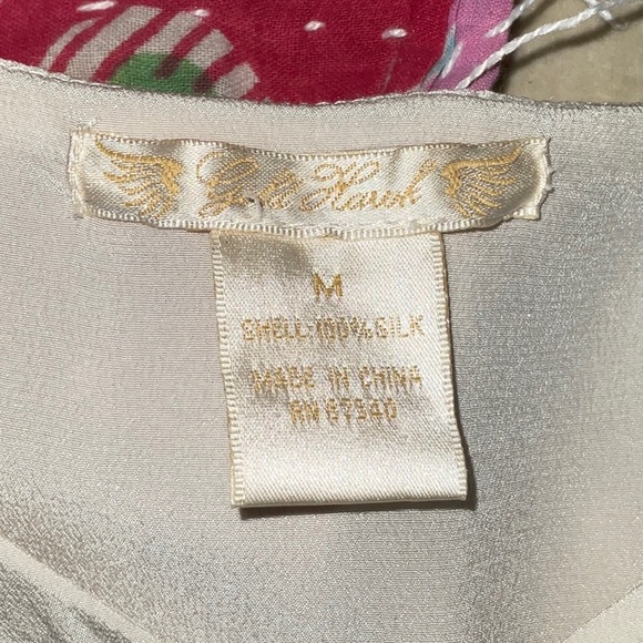 Gold Hawk Beaded Silk Tank Top, M. Like new condition. - Picture 10 of 11